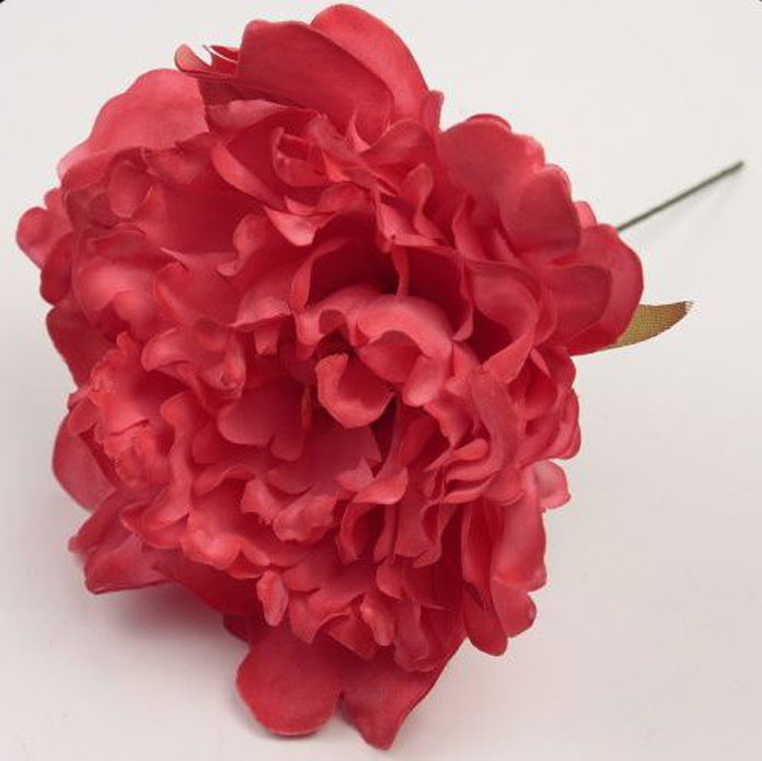 Fleur de Flamenco Pivoine classique Corail. 12cm